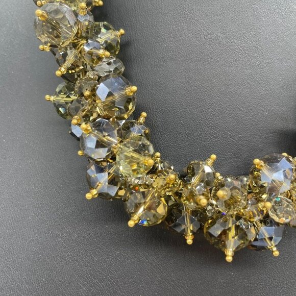 Kenneth Jay Lane Smokey Faceted Cluster Beaded Choker Necklace 18 Inches - Picture 6 of 8